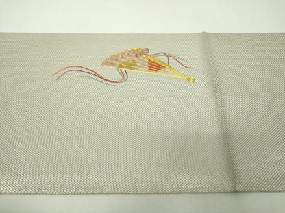 平和屋着物▼太鼓柄袋帯　駒刺繍　総刺繍　檜扇御所車花文　金銀糸　正絹　逸品　DABH9563ps