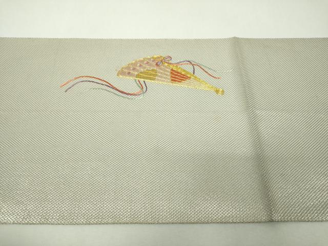 平和屋着物▼太鼓柄袋帯　駒刺繍　総刺繍　檜扇御所車花文　金銀糸　正絹　逸品　DABH9563ps