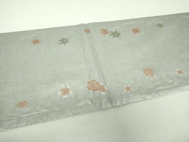 平和屋着物▼両面　全景全通柄袋帯　扇面飛鶴花文　金糸　正絹　逸品　DABH9565ps