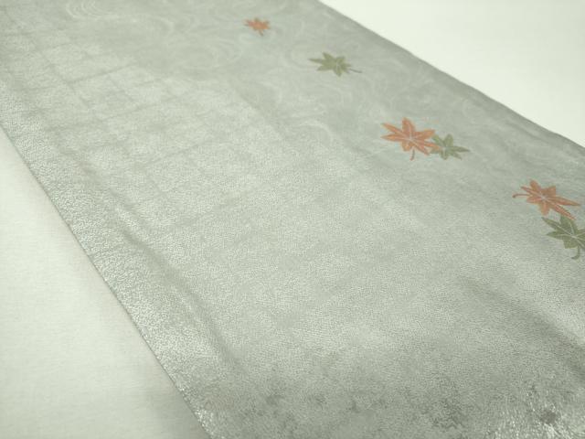平和屋着物▼両面　全景全通柄袋帯　扇面飛鶴花文　金糸　正絹　逸品　DABH9565ps