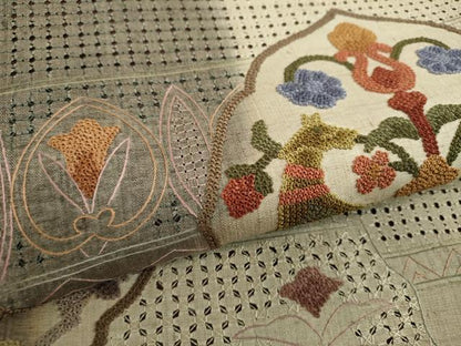 平和屋着物●中国三大刺繍　スワトウ相良刺繍　汕頭相良刺繍　総刺繍　太鼓柄袋帯　紬地　鳥獣花文　正絹　逸品　未使用　DABH9571ps