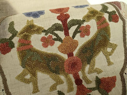 平和屋着物●中国三大刺繍　スワトウ相良刺繍　汕頭相良刺繍　総刺繍　太鼓柄袋帯　紬地　鳥獣花文　正絹　逸品　未使用　DABH9571ps