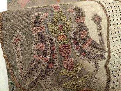 平和屋着物●中国三大刺繍　スワトウ相良刺繍　汕頭相良刺繍　総刺繍　太鼓柄袋帯　紬地　鳥獣花文　正絹　逸品　未使用　DABH9571ps