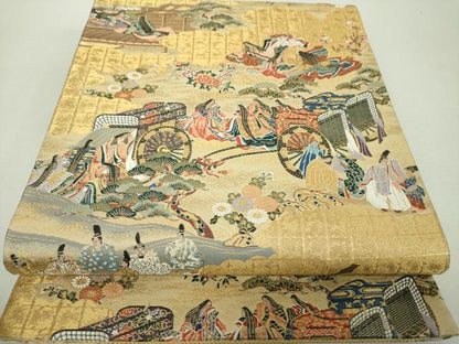 平和屋着物▼六通柄袋帯　洛中洛外図　金糸　正絹　逸品　DABH9574ps