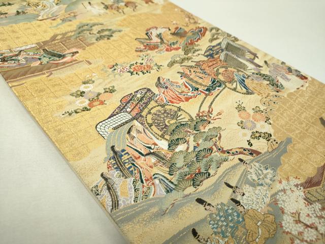 平和屋着物▼六通柄袋帯　洛中洛外図　金糸　正絹　逸品　DABH9574ps