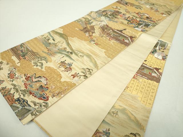 平和屋着物▼六通柄袋帯　洛中洛外図　金糸　正絹　逸品　DABH9574ps
