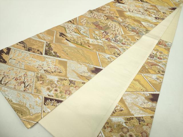 平和屋着物▼六通柄袋帯　洛中洛外図　金銀糸　正絹　逸品　DABH9576ps