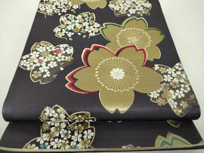 平和屋着物▼六通柄袋帯　舞桜　金銀糸　正絹　逸品　DABH9580ps
