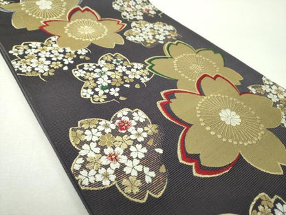 平和屋着物▼六通柄袋帯　舞桜　金銀糸　正絹　逸品　DABH9580ps
