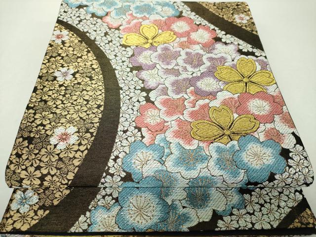 平和屋着物▼六通柄袋帯　桜尽くし　ラメ糸　金糸　正絹　逸品　DABH9590ps