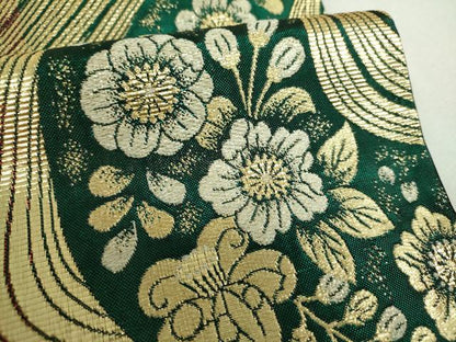 平和屋着物▼両面　六通柄袋帯　辻が花　金糸　正絹　逸品　DABH9591ps