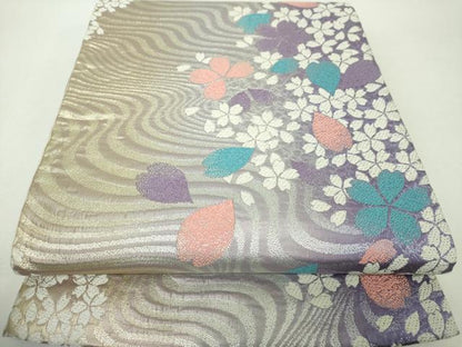 平和屋着物▼六通柄袋帯　花筏　金銀糸　正絹　逸品　DABH9592ps