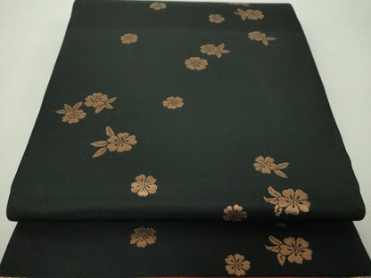 平和屋着物▼六通柄袋帯　舞梅　舞桜　金銀糸　正絹　逸品　DABH9597ps