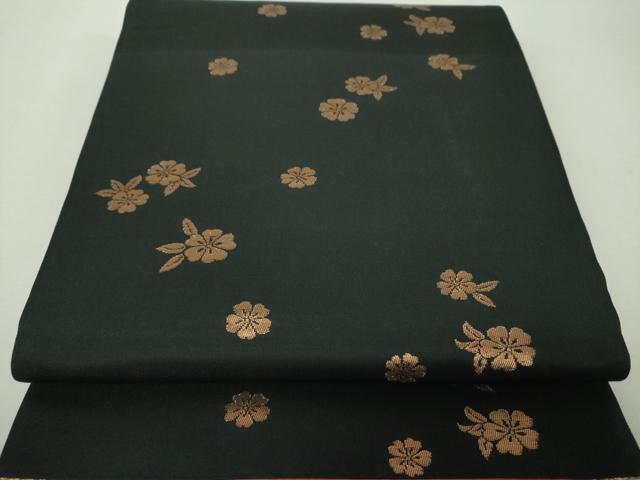 平和屋着物▼六通柄袋帯　舞梅　舞桜　金銀糸　正絹　逸品　DABH9597ps