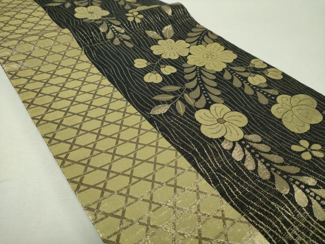 平和屋着物▼両面　全通柄袋帯　萌亜　辻が花　金糸　正絹　逸品　DABH9608ps