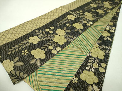 平和屋着物▼両面　全通柄袋帯　萌亜　辻が花　金糸　正絹　逸品　DABH9608ps