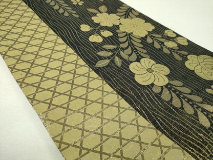 平和屋着物▼両面　全通柄袋帯　萌亜　辻が花　金糸　正絹　逸品　DABH9609ps