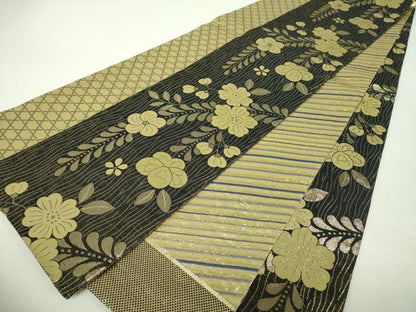 平和屋着物▼両面　全通柄袋帯　萌亜　辻が花　金糸　正絹　逸品　DABH9609ps