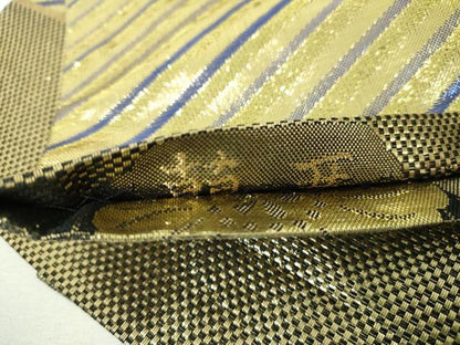 平和屋着物▼両面　全通柄袋帯　萌亜　辻が花　金糸　正絹　逸品　DABH9609ps