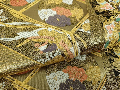 平和屋着物▼西陣　つちもと謹製　六通柄袋帯　正倉院鳳凰花文　金糸　証紙付き　正絹　逸品　未使用　DABH9616ps