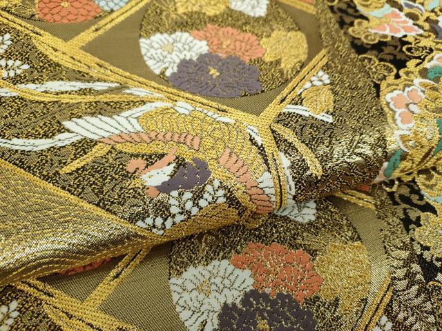 平和屋着物▼西陣　つちもと謹製　六通柄袋帯　正倉院鳳凰花文　金糸　証紙付き　正絹　逸品　未使用　DABH9616ps