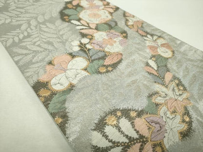 平和屋着物▼太鼓柄袋帯　辻が花　金銀糸　正絹　逸品　DABH9623ps