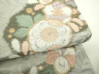 平和屋着物▼太鼓柄袋帯　辻が花　金銀糸　正絹　逸品　DABH9623ps