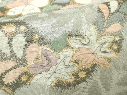 平和屋着物▼太鼓柄袋帯　辻が花　金銀糸　正絹　逸品　DABH9623ps