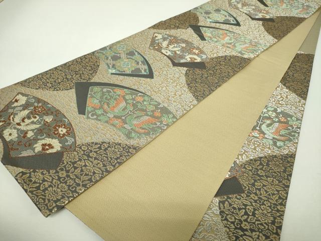 平和屋着物▼六通柄袋帯　地紙花鳥文　金銀糸　正絹　逸品　DABH9625ps