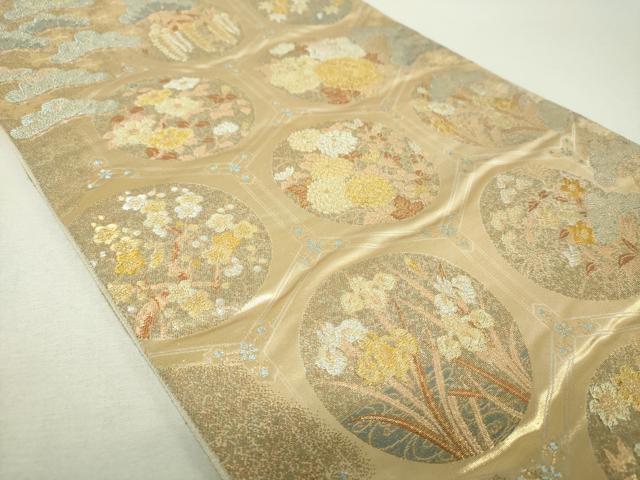 平和屋着物▼六通柄袋帯　亀甲春秋文　金銀糸　正絹　逸品　DABH9626ps