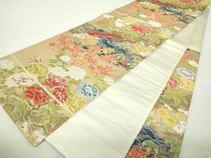 平和屋着物▼六通柄袋帯　唐織　長谷寺の畔　金糸　正絹　逸品　DABH9630ps