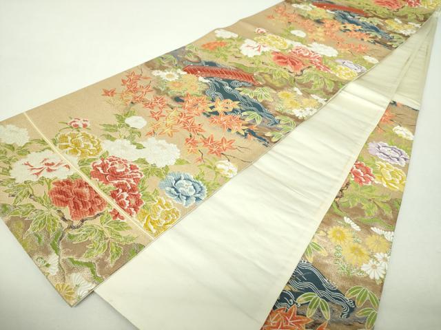 平和屋着物▼六通柄袋帯　唐織　長谷寺の畔　金糸　正絹　逸品　DABH9630ps