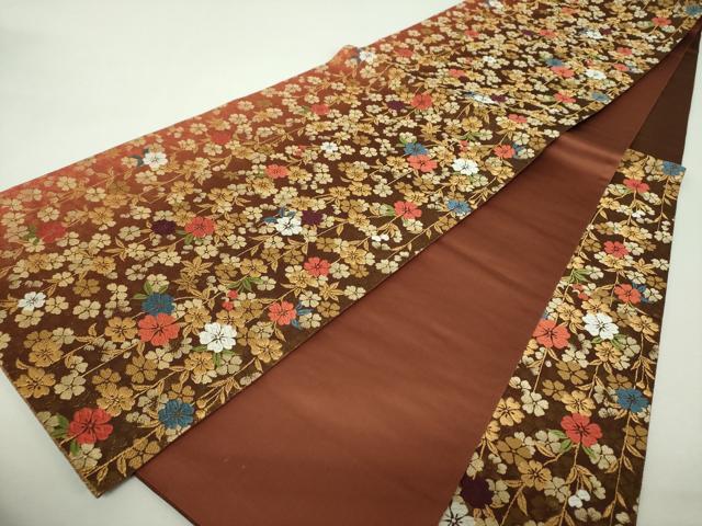 平和屋着物▼六通柄袋帯　枝垂れ桜　金糸　正絹　逸品　未使用　DABH9638ps