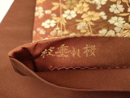 平和屋着物▼六通柄袋帯　枝垂れ桜　金糸　正絹　逸品　未使用　DABH9638ps