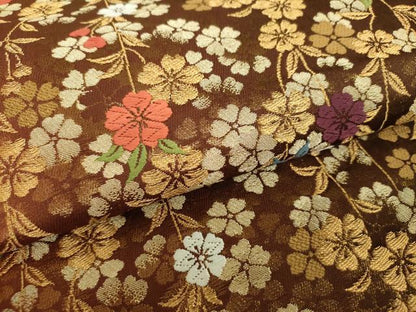 平和屋着物▼六通柄袋帯　枝垂れ桜　金糸　正絹　逸品　未使用　DABH9638ps