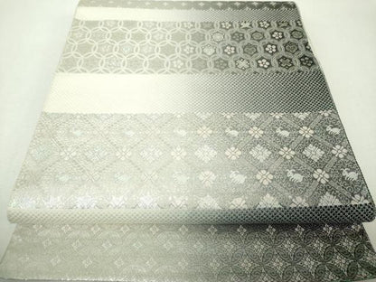 平和屋着物▼六通柄袋帯　名物裂　ラメ糸　正絹　逸品　DABH9640ps