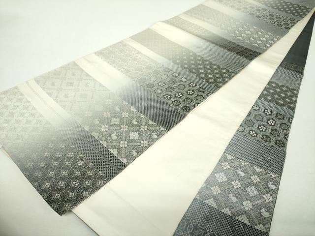 平和屋着物▼六通柄袋帯　名物裂　ラメ糸　正絹　逸品　DABH9640ps
