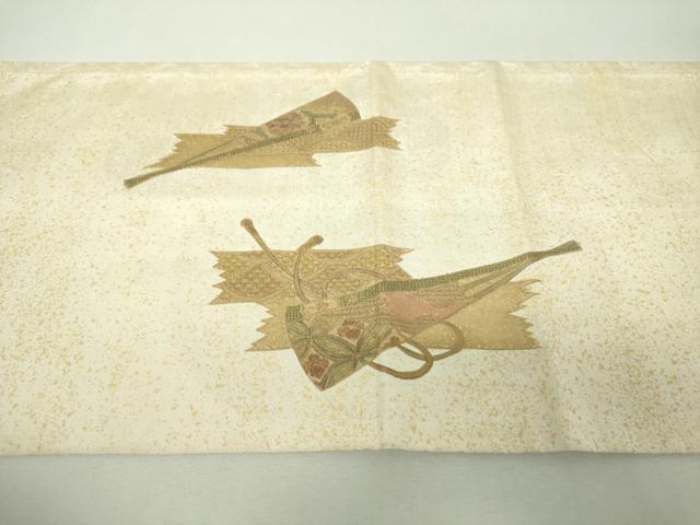 平和屋着物▼中国三大刺繍　スワトウ相良刺繍　汕頭相良刺繍　総刺繍　太鼓柄袋帯　絽刺し　扇面花文　金彩　正絹　逸品　DABH9641ps