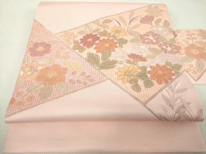 平和屋着物▼中国三大刺繍　スワトウ刺繍　汕頭刺繍　総刺繍　九寸名古屋帯　草花文　伊と幸　正絹　逸品　未使用　DABH9654ps