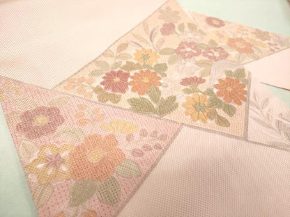 平和屋着物▼中国三大刺繍　スワトウ刺繍　汕頭刺繍　総刺繍　九寸名古屋帯　草花文　伊と幸　正絹　逸品　未使用　DABH9654ps