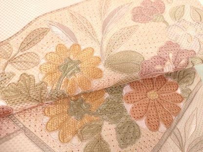 平和屋着物▼中国三大刺繍　スワトウ刺繍　汕頭刺繍　総刺繍　九寸名古屋帯　草花文　伊と幸　正絹　逸品　未使用　DABH9654ps