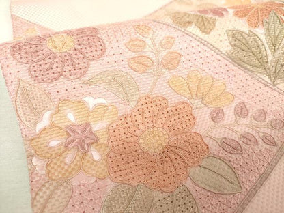 平和屋着物▼中国三大刺繍　スワトウ刺繍　汕頭刺繍　総刺繍　九寸名古屋帯　草花文　伊と幸　正絹　逸品　未使用　DABH9654ps