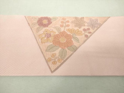 平和屋着物▼中国三大刺繍　スワトウ刺繍　汕頭刺繍　総刺繍　九寸名古屋帯　草花文　伊と幸　正絹　逸品　未使用　DABH9654ps