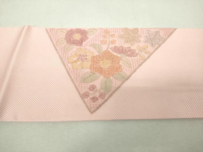 平和屋着物▼中国三大刺繍　スワトウ刺繍　汕頭刺繍　総刺繍　九寸名古屋帯　草花文　伊と幸　正絹　逸品　未使用　DABH9654ps