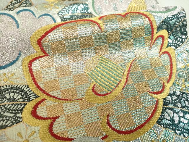 平和屋着物▼六通柄袋帯　彩苑椿　金銀糸　正絹　逸品　DABH9655ps