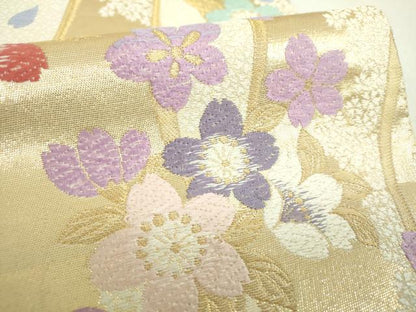 平和屋着物▼六通柄袋帯　唐織　舞桜　ラメ糸　金糸　正絹　逸品　DABH9659ps