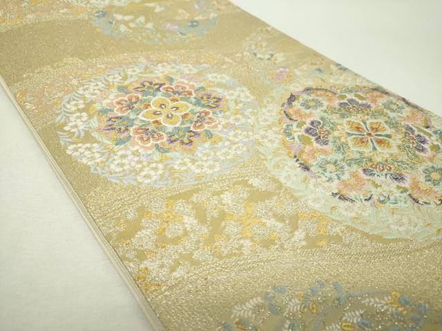 平和屋着物▼六通柄袋帯　唐織　正倉院花鳥文　金銀糸　正絹　逸品　DABH9660ps