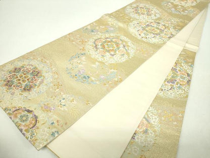 平和屋着物▼六通柄袋帯　唐織　正倉院花鳥文　金銀糸　正絹　逸品　DABH9660ps