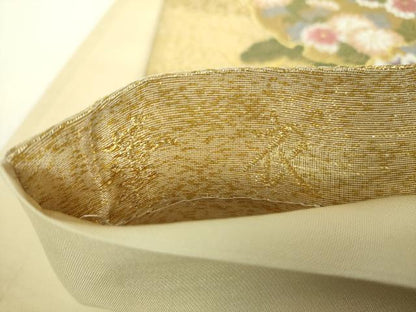 平和屋着物▼六通柄袋帯　唐織　華衣　飛鶴雪輪重ね花文　金糸　正絹　逸品　DABH9662ps