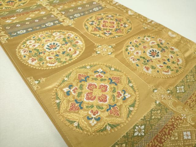 平和屋着物▼六通柄袋帯　正倉院瑞宝華文　金糸　正絹　逸品　DABH9665ps